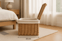 Cesta Organizadora com Tampa Vime Natural Forro Branco 35x25cm