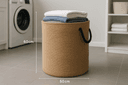Cesto de Roupas Juta Natural com Alças Corda Preta 50x60cm