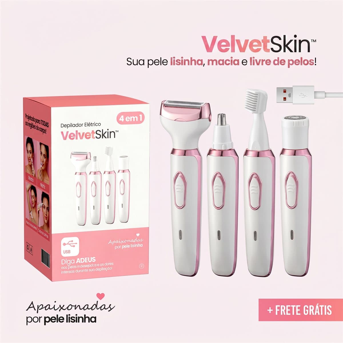 Depilador Elétrico VelvetSkin 4 em 1