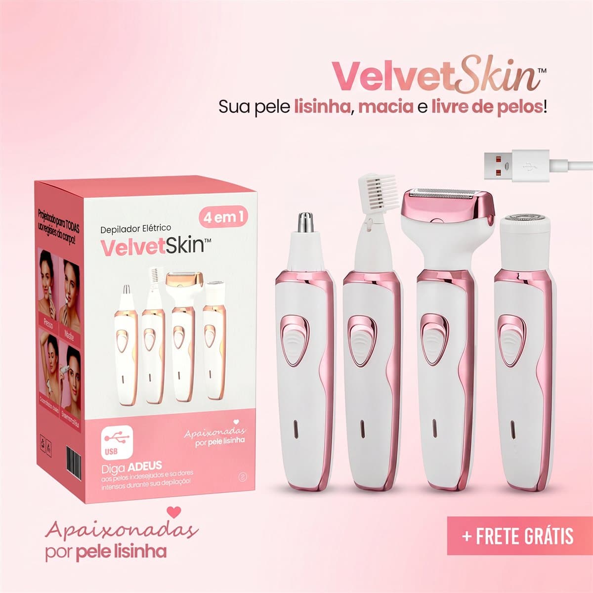 Depilador Elétrico VelvetSkin 4 em 1