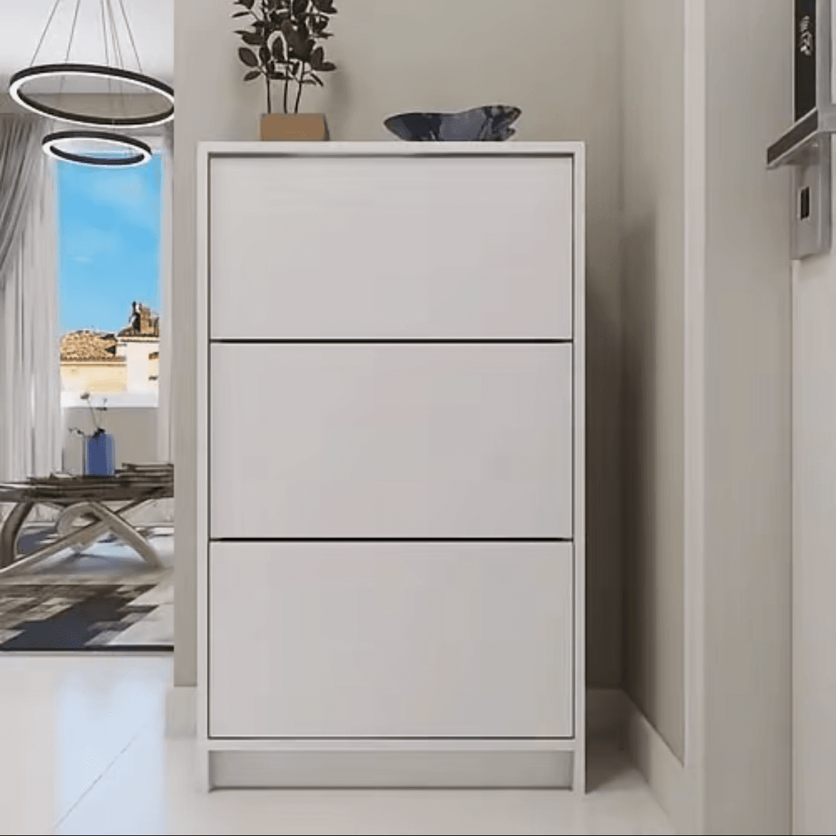 Sapateiro Armário 3 Compartimentos Basculantes Slim Branco