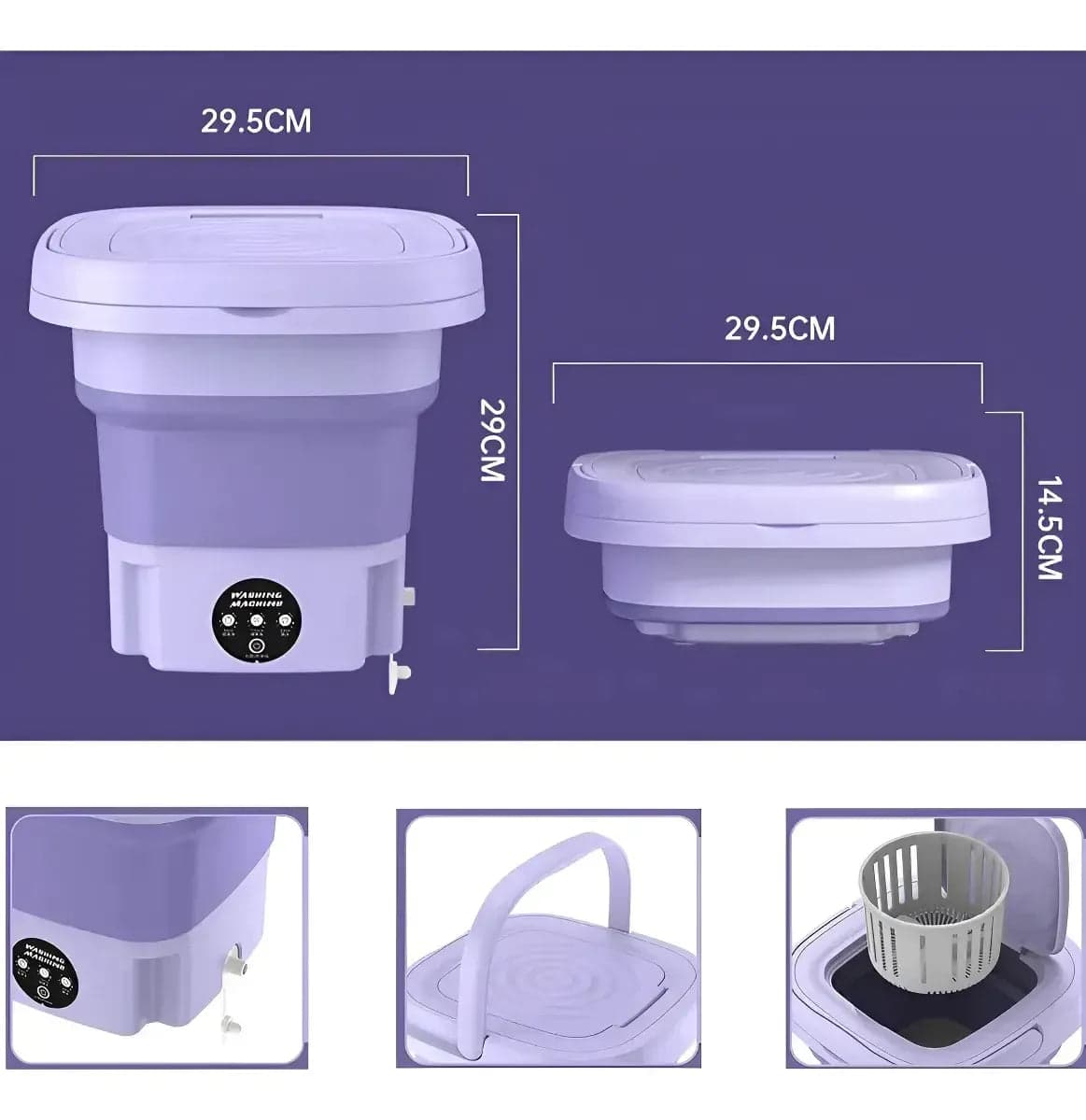 Mini Máquina Lavar Roupas Balde Lavadora Dobrável Portátil