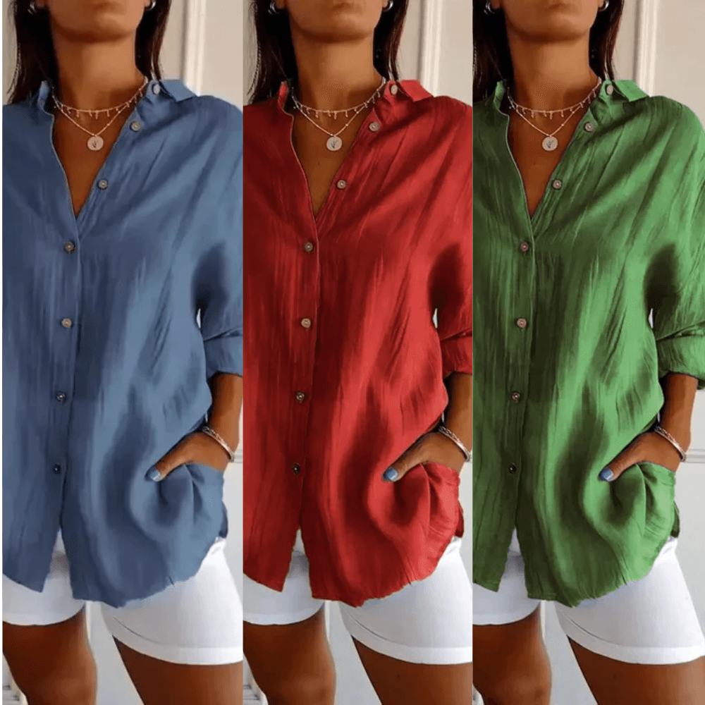 Kit 3 Camisas Ibiza em Linho de Algodão – Design Semi Plissado