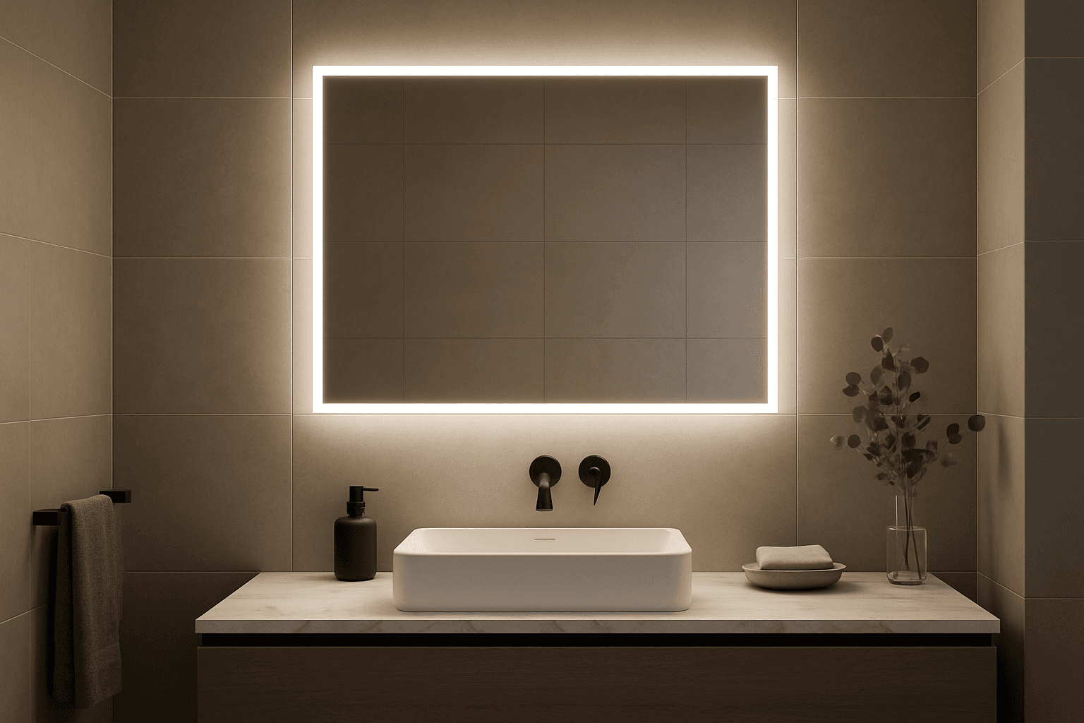 Espelho Banheiro LED 60x80cm - Iluminação Touch Moderno