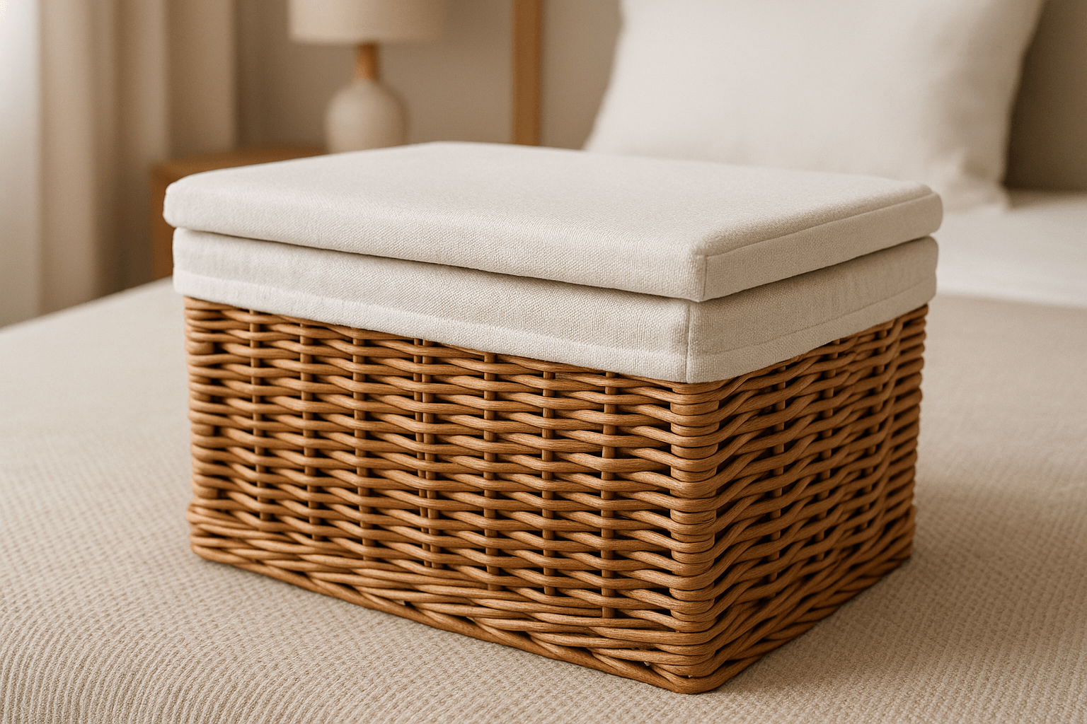 Cesta Organizadora com Tampa Vime Natural Forro Branco 35x25cm — vista alternativa, Sal & Brisa